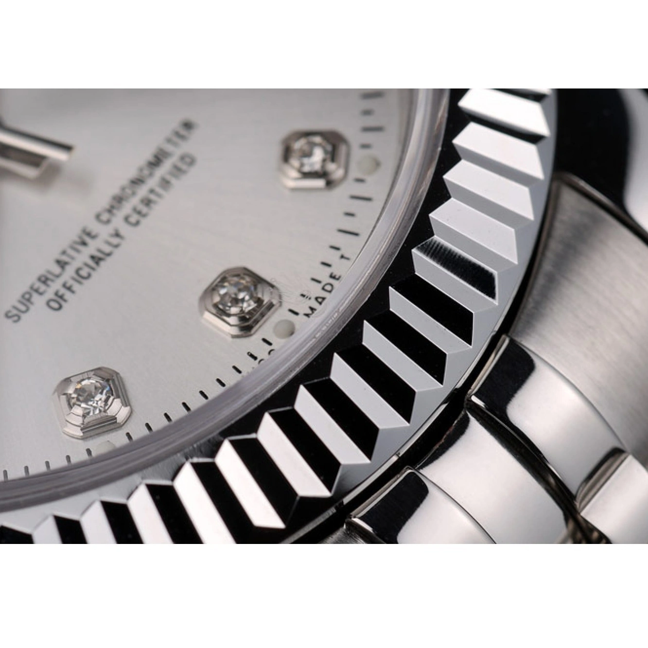 Rolex aaa copy 41977 Steel DateJust Stainless Rolex Bezel Dial Ribbed Silver 1028